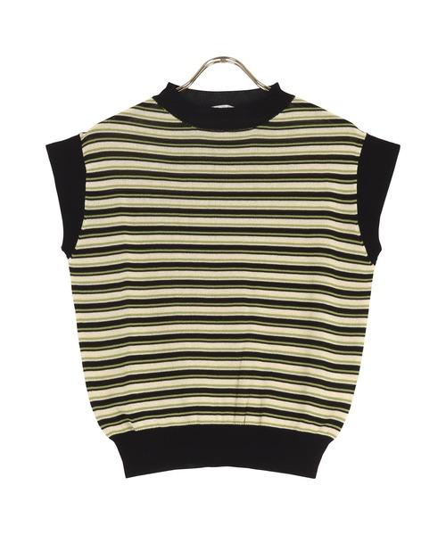 KOBE LETTUCE（コウベレタス）の「マルチボーダーリブニット[C6136]（ニット/セーター・レディース・ベージュ系その他/ブラック×グリーン/ブラック系その他・FREE）」の3枚目の写真