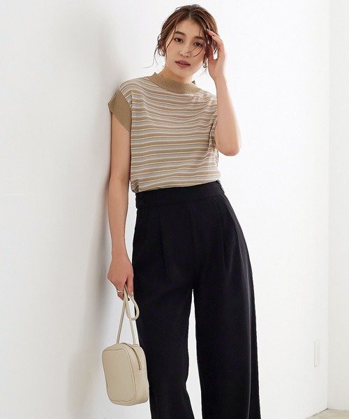 KOBE LETTUCE（コウベレタス）の「マルチボーダーリブニット[C6136]（ニット/セーター・レディース・ベージュ系その他/ブラック×グリーン/ブラック系その他・FREE）」の6枚目の写真