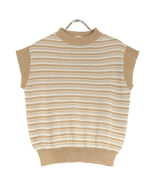 KOBE LETTUCE（コウベレタス）の「マルチボーダーリブニット[C6136]（ニット/セーター・レディース・ベージュ系その他/ブラック×グリーン/ブラック系その他・FREE）」の5枚目の写真