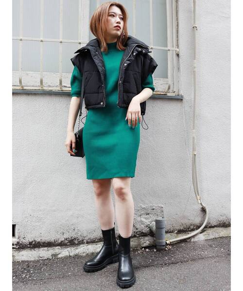 MURUA(ムルーア)の「スリーブレスパフィジャケット(ダウンベスト・レディース・ブラック/アイボリー・FREE)」の4枚目の写真