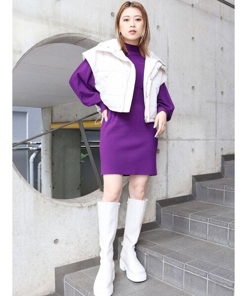 MURUA(ムルーア)の「スリーブレスパフィジャケット(ダウンベスト・レディース・ブラック/アイボリー・FREE)」の8枚目の写真