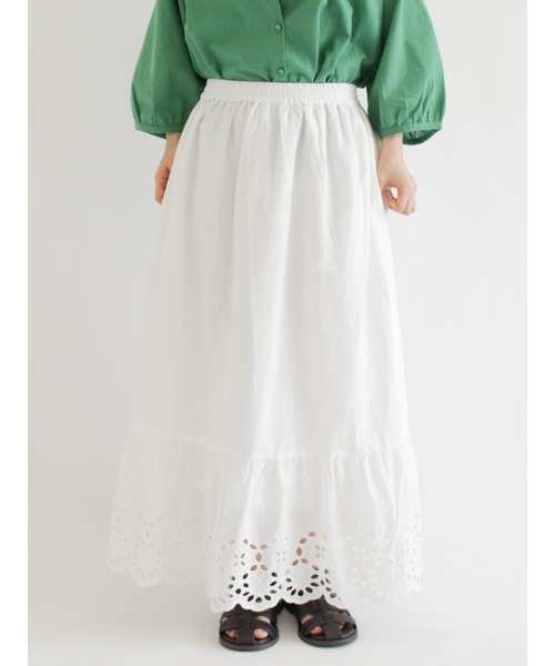 Samansa Mos2（サマンサ モスモス）の「裾スカラップスカート（スカート・レディース・ブラック/オフホワイト/グリーン・ﾌﾘ-）」の11枚目の写真