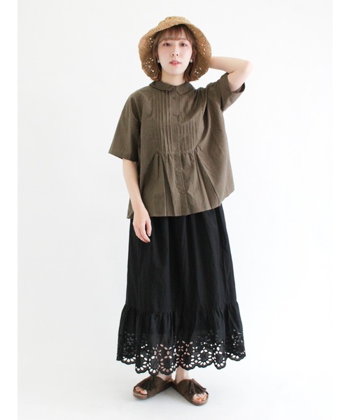 Samansa Mos2（サマンサ モスモス）の「裾スカラップスカート（スカート・レディース・ブラック/オフホワイト/グリーン・ﾌﾘ-）」の20枚目の写真