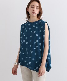 INDIVI | 【洗える/アシメ】フラワーノースリーブトップス(Tシャツ/カットソー)