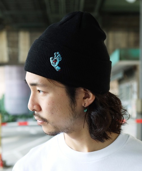 SANTA CRUZ（サンタクルーズ）の「SANTA CRUZ / サンタクルーズ Screaming Hand Beanie ビーニー ニット帽（ニットキャップ/ビーニー・メンズ・ホワイト/ブラック/ブラック系その他・FREE）」の3枚目の写真