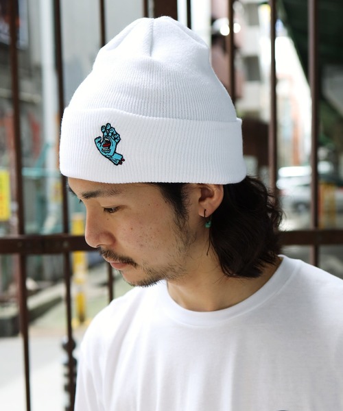 SANTA CRUZ（サンタクルーズ）の「SANTA CRUZ / サンタクルーズ Screaming Hand Beanie ビーニー ニット帽（ニットキャップ/ビーニー・メンズ・ホワイト/ブラック/ブラック系その他・FREE）」の6枚目の写真
