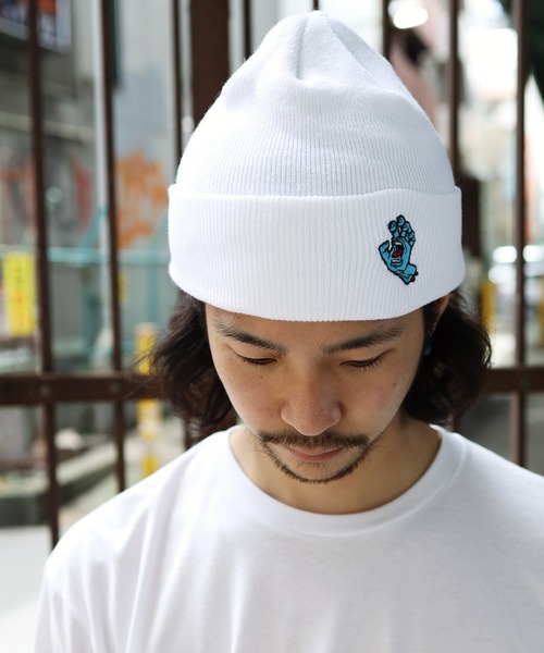SANTA CRUZ（サンタクルーズ）の「SANTA CRUZ / サンタクルーズ Screaming Hand Beanie ビーニー ニット帽（ニットキャップ/ビーニー・メンズ・ホワイト/ブラック/ブラック系その他・FREE）」の5枚目の写真