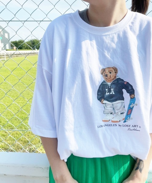 PARKS TOKYO SELECT(パークストウキョウセレクト)の「LOST ART ビッグシルエット クルーネックTシャツ(Tシャツ/カットソー・レディース・ホワイト/ネイビー/グレー・FREE)」の14枚目の写真