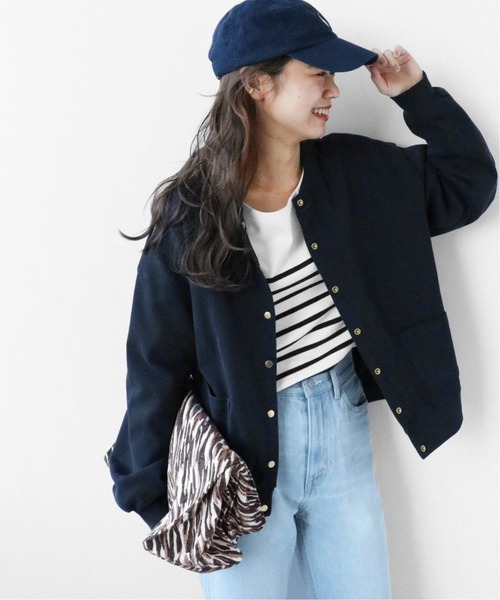 JOURNAL STANDARD relume(ジャーナルスタンダード レリューム)の「《追加2》コットンフライスコンパクトカーディガン(カーディガン/ボレロ・レディース・グリーン/ネイビー/ブルー・FREE)」の3枚目の写真