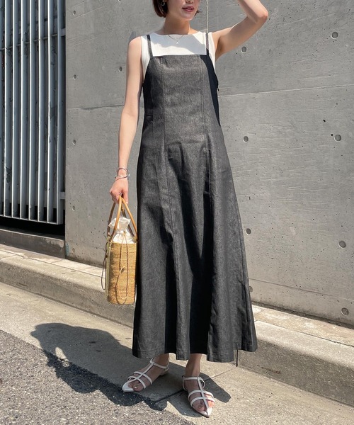 KOBE LETTUCE（コウベレタス）の「デニムキャミワンピース（ワンピース・レディース・ブラック/インディゴブルー・FREE）」の2枚目の写真