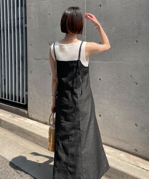 KOBE LETTUCE（コウベレタス）の「デニムキャミワンピース（ワンピース・レディース・ブラック/インディゴブルー・FREE）」の10枚目の写真