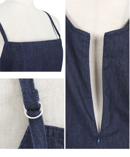 KOBE LETTUCE（コウベレタス）の「デニムキャミワンピース（ワンピース・レディース・ブラック/インディゴブルー・FREE）」の12枚目の写真