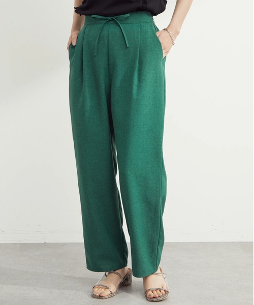 Green　Parks（グリーンパークス）の「麻調ストレートパンツ（その他パンツ・レディース・グリーン/ブラウン/グレー・FREE）」の3枚目の写真