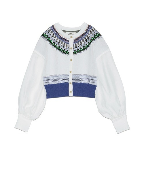 新品の未使用タグ付ファーファー　ラベンダーノルディック柄ショート丈カーディガン FURFUR（ファーファー）の「ノルディック柄カーディガン（カーディガン