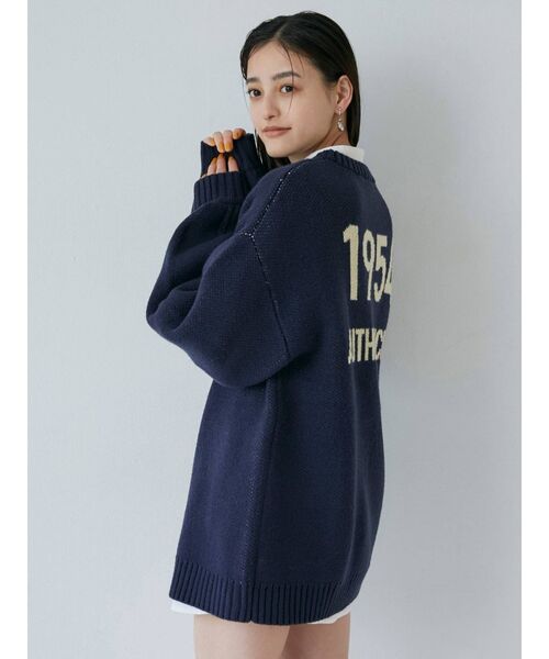 MURUA（ムルーア）の「ナンバリングカレッジニット（ニット/セーター・レディース・グリーン/ネイビー・FREE）」の3枚目の写真