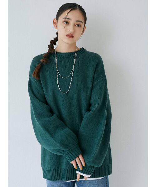 MURUA（ムルーア）の「ナンバリングカレッジニット（ニット/セーター・レディース・グリーン/ネイビー・FREE）」の14枚目の写真