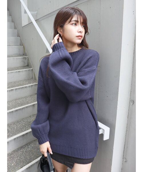 MURUA（ムルーア）の「ナンバリングカレッジニット（ニット/セーター・レディース・グリーン/ネイビー・FREE）」の4枚目の写真