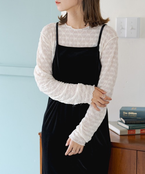 Kastane（カスタネ）の「【サイズ展開あり/新色追加】ベロアキャミワンピース（ワンピース・レディース・ブラック/ブラウン/ピンク/ブルー/アイボリー・FREE/0）」の11枚目の写真