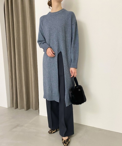 fifth（フィフス）の「サイドスリットニットワンピース（ワンピース・レディース・ブラック/グレー/オフホワイト・M）」の3枚目の写真