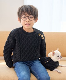 ROPE' PICNIC（ロペピクニック）の「【KIDS】バンドンニットゴールド釦ケーブルプルオーバー/リンクコーデ（ニット/セーター・キッズ）」