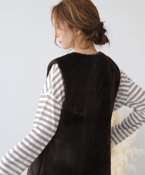 frames RAY CASSIN（フレームスレイカズン）の「WEB限定 フェイクファーベスト（ベスト・レディース・キナリ/ブラウン/ベージュ/グレイッシュベージュ・FREE）」の18枚目の写真