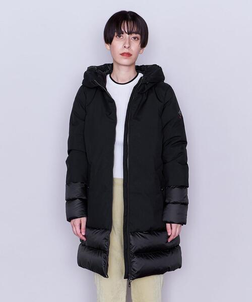 CAPEHORN フード付きロングダウンジャケット 黒 CAPEHORN（ケープホーン）の「＜CAPE HORN＞コンビ フーデッド ロング