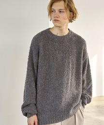 ウール混ブークレヤーン オーバーサイズクルーネックプルオーバーニット EMMA CLOTHES