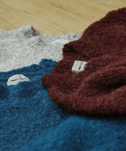 EMMA CLOTHES（エマクローズ）の「ウール混ブークレヤーン オーバーサイズクルーネックプルオーバーニット EMMA CLOTHES（ニット/セーター・メンズ・ブラック系その他/ベージュ系その他/ダークグリーン/アイボリー/グレー/ブラック/ブルー/グレー系その他2/グレー系その他/ベージュ系その他2/レッド系その他/ブルー系その他・M/L）」の21枚目の写真