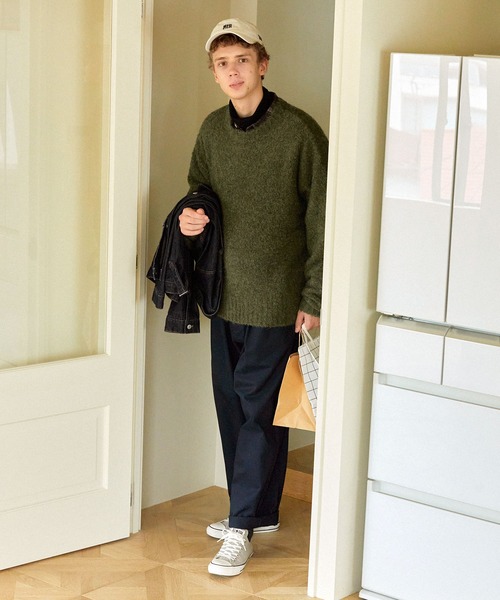 EMMA CLOTHES（エマクローズ）の「ウール混ブークレヤーン オーバーサイズクルーネックプルオーバーニット EMMA CLOTHES（ニット/セーター・メンズ・ブラック系その他/ベージュ系その他/ダークグリーン/アイボリー/グレー/ブラック/ブルー/グレー系その他2/グレー系その他/ベージュ系その他2/レッド系その他/ブルー系その他・M/L）」の18枚目の写真