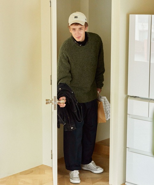 EMMA CLOTHES（エマクローズ）の「ウール混ブークレヤーン オーバーサイズクルーネックプルオーバーニット EMMA CLOTHES（ニット/セーター・メンズ・ブラック系その他/ベージュ系その他/ダークグリーン/アイボリー/グレー/ブラック/ブルー/グレー系その他2/グレー系その他/ベージュ系その他2/レッド系その他/ブルー系その他・M/L）」の13枚目の写真