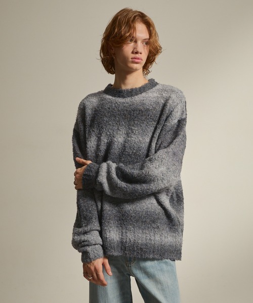 EMMA CLOTHES（エマクローズ）の「Boucle yarn crewneck pullover sweater／ブークレヤーンクルーネックプルオーバーニット《Ryoooコラボ》（ニット/セーター・メンズ・ブラック系その他/ベージュ系その他/ダークグリーン/アイボリー/グレー/ブラック/ブルー/グレー系その他2/グレー系その他/ベージュ系その他2/レッド系その他/ブルー系その他・M/L）」の18枚目の写真