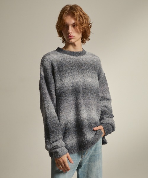 EMMA CLOTHES（エマクローズ）の「Boucle yarn crewneck pullover sweater／ブークレヤーンクルーネックプルオーバーニット《Ryoooコラボ》（ニット/セーター・メンズ・ブラック系その他/ベージュ系その他/ダークグリーン/アイボリー/グレー/ブラック/ブルー/グレー系その他2/グレー系その他/ベージュ系その他2/レッド系その他/ブルー系その他・M/L）」の19枚目の写真