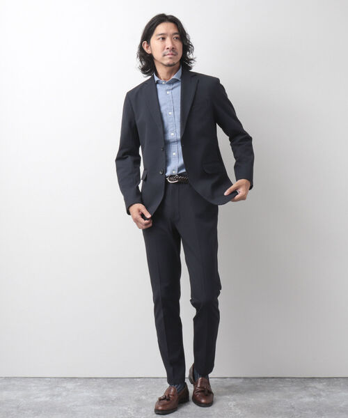 NOLLEY'S goodman（ノーリーズグッドマン）の「OXプリント スリムフィットジャケット セットアップ（テーラードジャケット・メンズ・ネイビー/グレー・M/S/XL/L）」の6枚目の写真