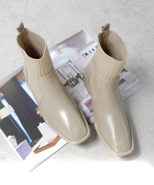 minia（ミニア）の「ソックスブーツ　◆（ブーツ・レディース・ブラック/ベージュ/モカ/カーキ・LL/M/S/L）」の12枚目の写真
