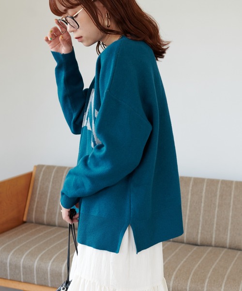 DISCOAT（ディスコート）の「ジャガードロゴプルオーバー（ニット/セーター・レディース・ブラウン/ブルー/アイボリー・FREE）」の6枚目の写真