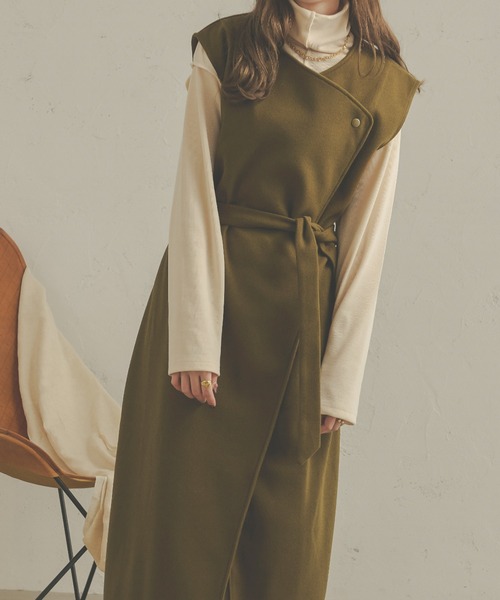 Ambre Neige（アンブルネージュ）の「オーバーノーカラーロングベスト／【WEB/EC限定商品】（ベスト・レディース・ダークブラウン/ベージュ/マスタード/モカ・FREE）」の4枚目の写真