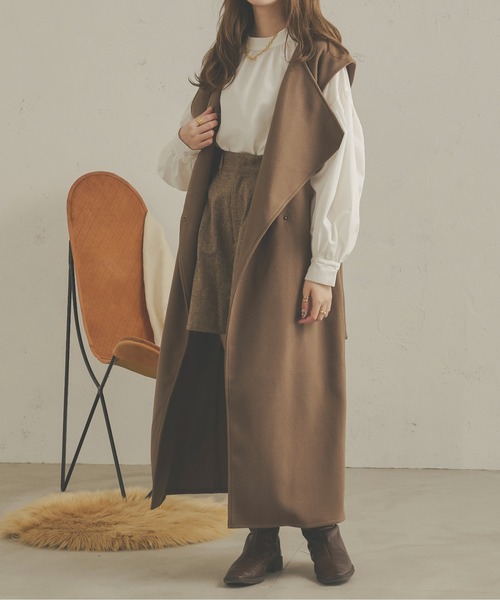 Ambre Neige（アンブルネージュ）の「オーバーノーカラーロングベスト／【WEB/EC限定商品】（ベスト・レディース・ダークブラウン/ベージュ/マスタード/モカ・FREE）」の20枚目の写真