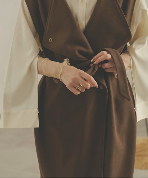 Ambre Neige（アンブルネージュ）の「オーバーノーカラーロングベスト／【WEB/EC限定商品】（ベスト・レディース・ダークブラウン/ベージュ/マスタード/モカ・FREE）」の17枚目の写真