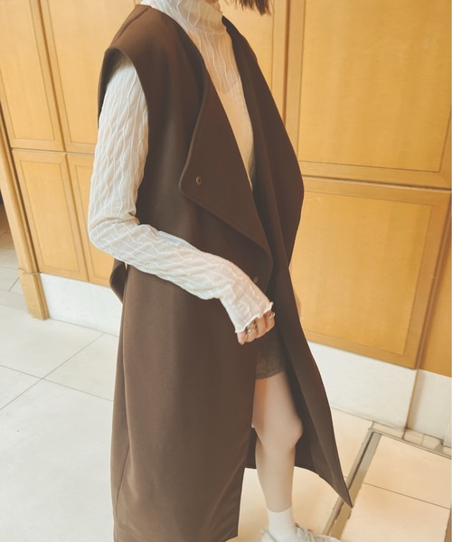 Ambre Neige（アンブルネージュ）の「オーバーノーカラーロングベスト／【WEB/EC限定商品】（ベスト・レディース・ダークブラウン/ベージュ/マスタード/モカ・FREE）」の6枚目の写真