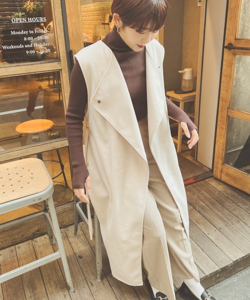 Ambre Neige（アンブルネージュ）の「オーバーノーカラーロングベスト／【WEB/EC限定商品】（ベスト・レディース・ダークブラウン/ベージュ/マスタード/モカ・FREE）」の8枚目の写真