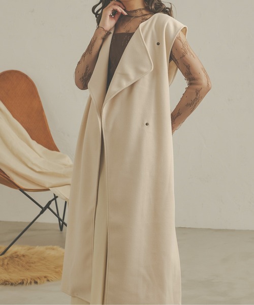 Ambre Neige（アンブルネージュ）の「オーバーノーカラーロングベスト／【WEB/EC限定商品】（ベスト・レディース・ダークブラウン/ベージュ/マスタード/モカ・FREE）」の9枚目の写真