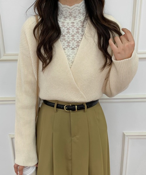 ECLIN(エクラン)の「カシュクールニットプルオーバー(ニット/セーター・レディース・ブラック/ベージュ/ブラウン/グレー/アイボリー・FREE)」の8枚目の写真