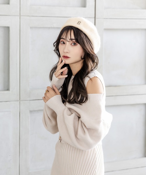 Julia Boutique(ジュリアブティック)の「Bロゴ付きシャギータッチベレー帽/22650(ハンチング/ベレー帽・レディース・ホワイト/グレー/ベージュ・ONE)」の11枚目の写真