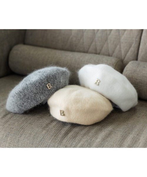 Julia Boutique(ジュリアブティック)の「Bロゴ付きシャギータッチベレー帽/22650(ハンチング/ベレー帽・レディース・ホワイト/グレー/ベージュ・ONE)」の14枚目の写真