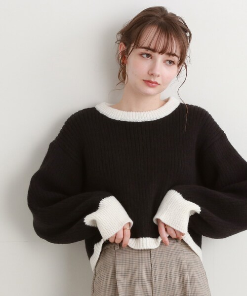 Cutie Blonde（キューティーブロンド）の「◆ショート丈ニットプルオーバー（ニット/セーター・レディース・ブラック系4/ホワイト系その他5/オレンジ系その他4/ライトパープル・00）」の3枚目の写真