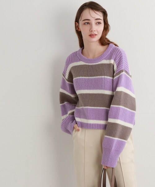 Cutie Blonde（キューティーブロンド）の「◆ショート丈ニットプルオーバー（ニット/セーター・レディース・ブラック系4/ホワイト系その他5/オレンジ系その他4/ライトパープル・00）」の12枚目の写真