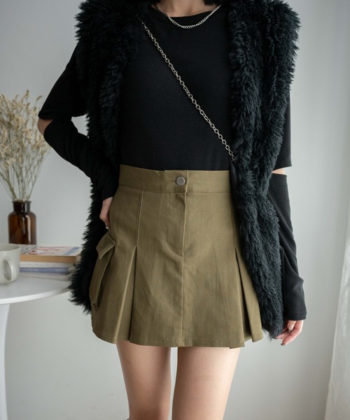 WEGO（ウィゴー）の「WEGO/【一部店限定】カーゴプリーツスカパン（スカート・レディース・カーキ/ベージュ/ブラック・FREE）」の3枚目の写真