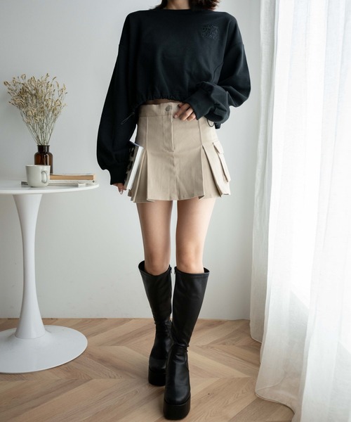 WEGO（ウィゴー）の「WEGO/【一部店限定】カーゴプリーツスカパン（スカート・レディース・カーキ/ベージュ/ブラック・FREE）」の7枚目の写真