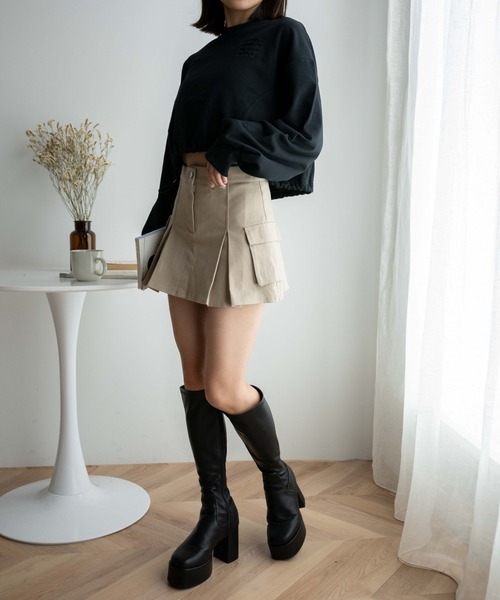 WEGO（ウィゴー）の「WEGO/【一部店限定】カーゴプリーツスカパン（スカート・レディース・カーキ/ベージュ/ブラック・FREE）」の8枚目の写真