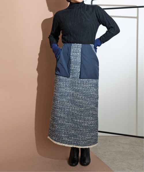 LHELBIE（レルビエ）の「ツイード異素材スカート（スカート・レディース・ブルー/オレンジ・M）」の7枚目の写真